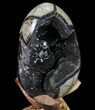 Septarian Dragon Egg Geode - Black Crystals #88184-2